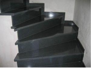 China Living Room Stairs Flamed Granite Stone , Polished Mongolia Black Granite wholesale