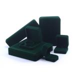 Customer's Logo Green Velvet Jewelry Box for Necklace Stud Earrings Bracelet