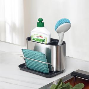 China Metal Type Stainless steel kitchen organizer sink organiser drainer rack sponge holder wholesale