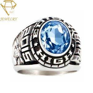 China Deep Engraved Stainless Steel Mens Class Rings wholesale