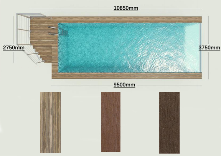 Easy to Install Prefab Swimming Pool 30 Years Non-Yellowing Luxury Flat Pack Backyard