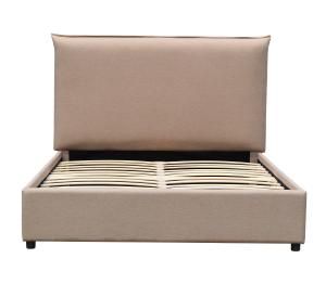 China Linen Light Brown Bed Frame King Europen Style Modern Upholstered Platform Bed wholesale