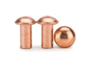 China Red Copper Flat Round Head Solid Rivets Red Copper Domed Head Rivets wholesale