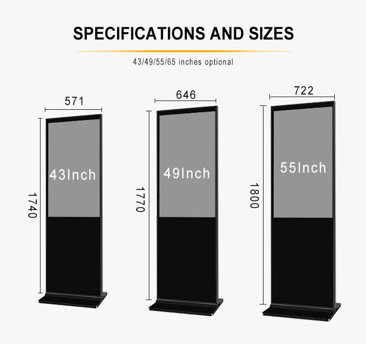 1920x1080 Indoor Floor Standing Advertising Lcd Screen