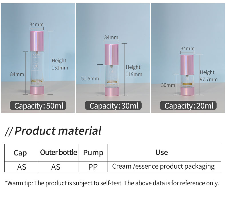 60ml Airless Bottles Pink Essential Oil Spray Bottle Transparent With Customized Logo Printing