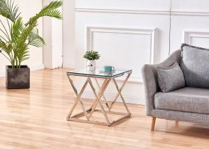 China Stainless Steel Transparent Glass 13kgs Modern Side Tables wholesale