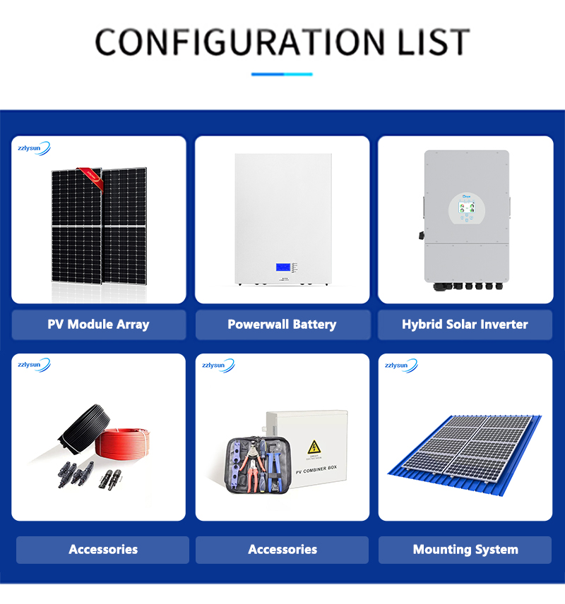 Hot sale photovoltaic pv complete inverter hybrid set 5kw power energy storage solar system for home