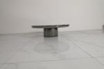 Brushed Stainless Steel Round Coffee Table With Natural Marble Top