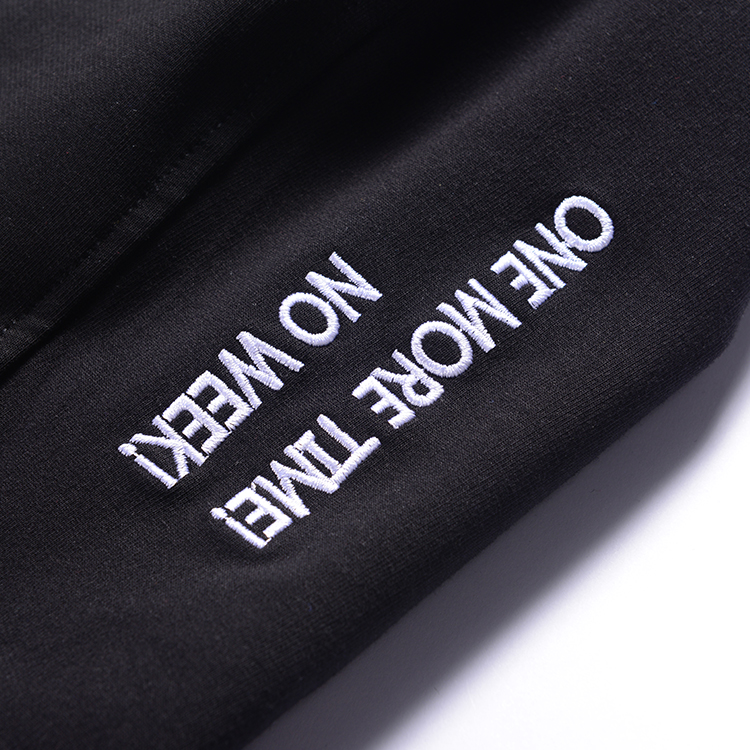 Casual Black Zip Up Hoodie Mens Embroidered Pattern Single Package Size 40 X 30 X 0.6 Cm