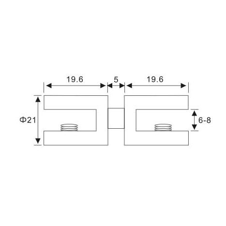 Fixed Glass Holder YS-029S, Zinc Alloy, for glass 6-8mm, finishing chrome or Satin