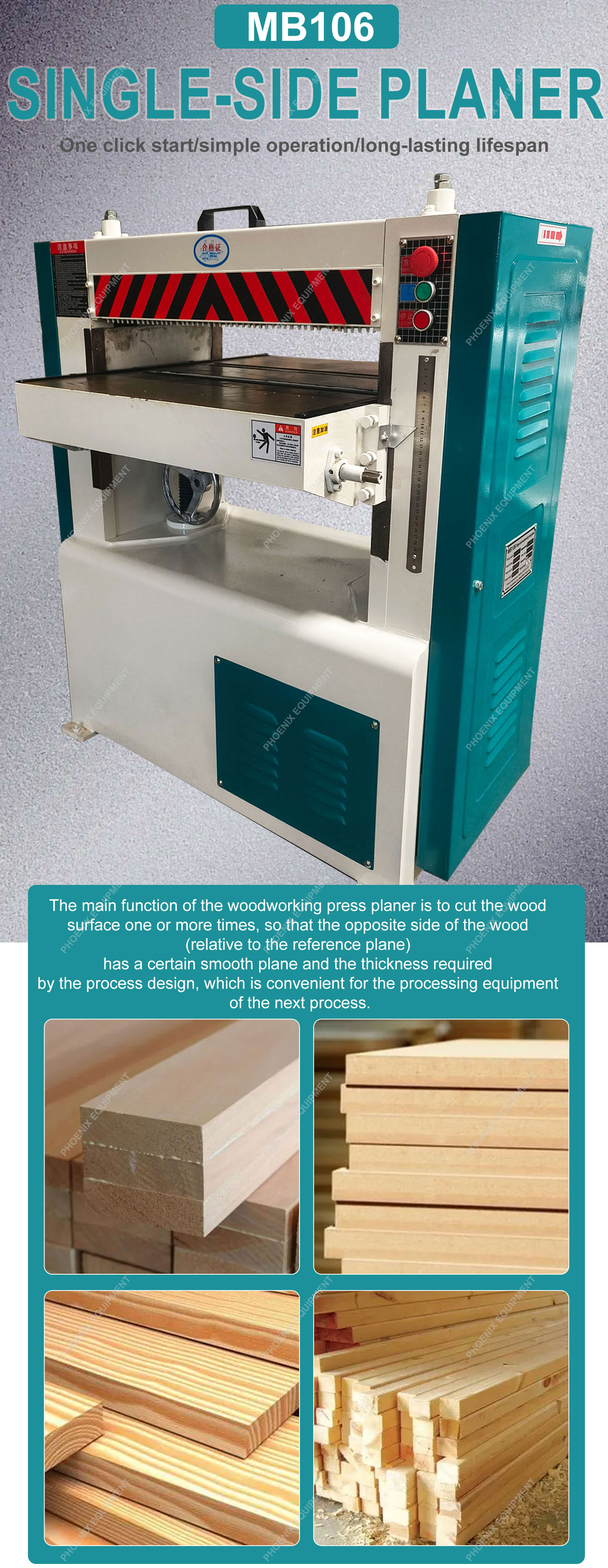 MB106 Automation Multipurpose Woodworking 630mm Wood Thickness Thicknesser Planer Machine
