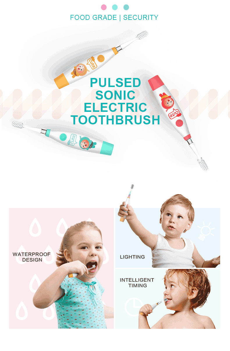 Kids IPX7 Oral Care Electric Toothbrush Battery Powered With Dupont Nylon Bristle