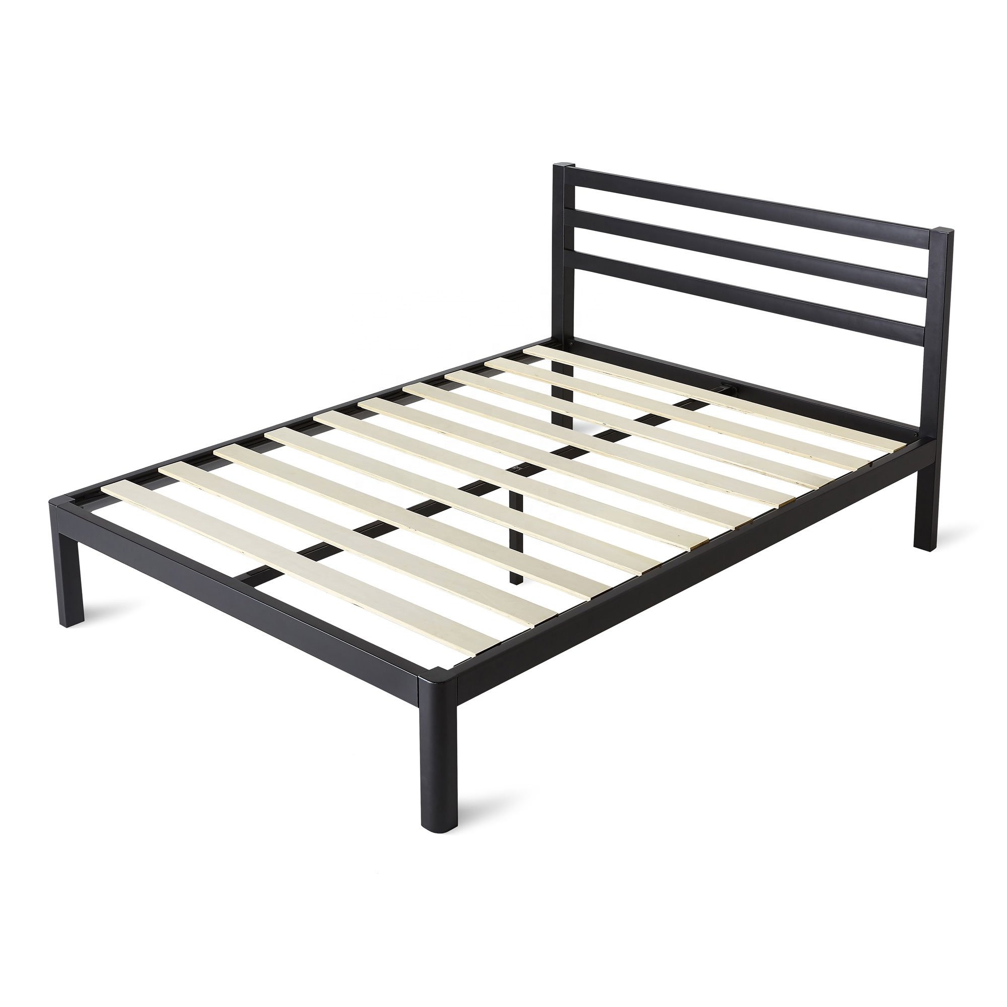 Easy Assembly Wooden Slat Bed Frame Strong Sturdy Construction With Mattress