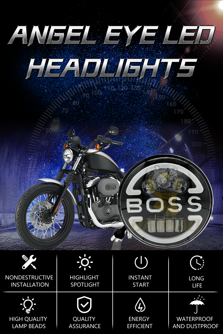 Harley 7 Inch White Circle 40W Available LED Motorcycle Headlight