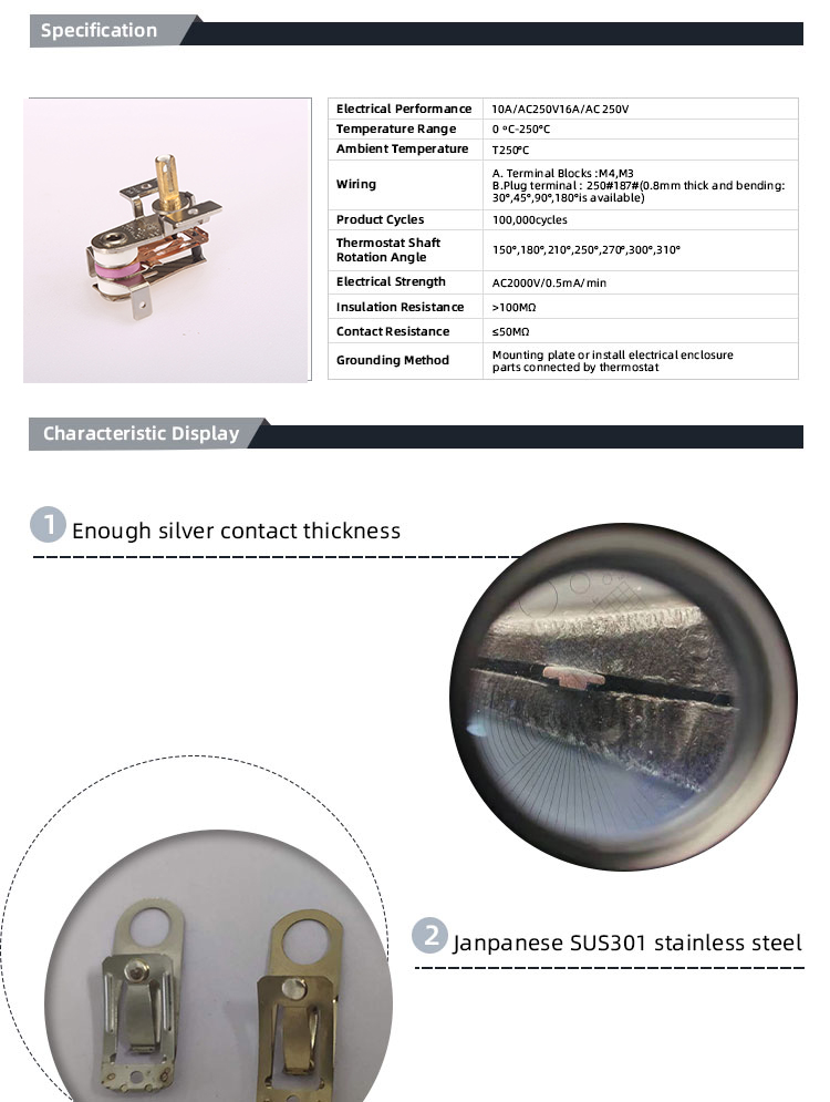 Household Electric Heater Thermal Switch 125v16a with Adjustable KST Iron Thermostat