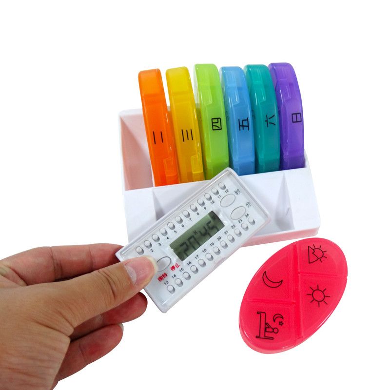 Colorful Weekly Pill Box Organizer Detachable Pill Cases 4 Large Compartmemts In A Tray