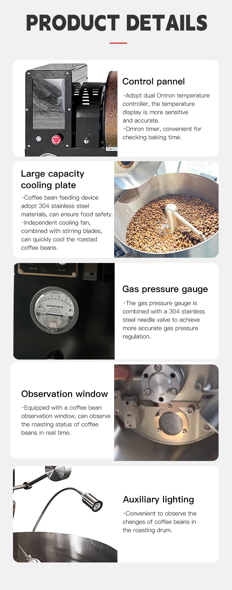 3kg Table Top Coffee Roaster Machine Coca Bean Small Coffee Machine For Home And Cafe