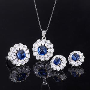 China Lanciashow Women Jewelry Set for Special Occasions with Simulated Sapphire wholesale