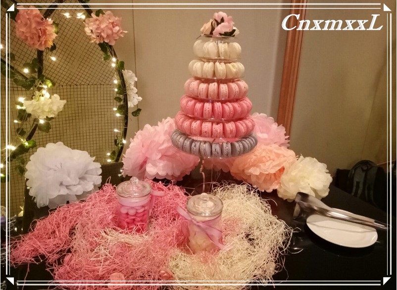 Stackable 10 Layer Plastic Macaron Packaging 0.8mm PVC Christmas Tree Macaron Tower