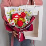 40x30cm Carnation Knitted Yarn Bouquet Beautiful Mother's Day Present