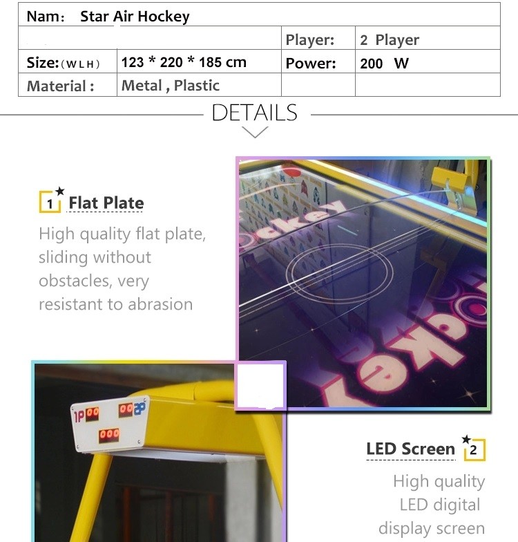 Indoor Commercial Air Hockey Table , 2 Player Coin Operated Air Hockey Table