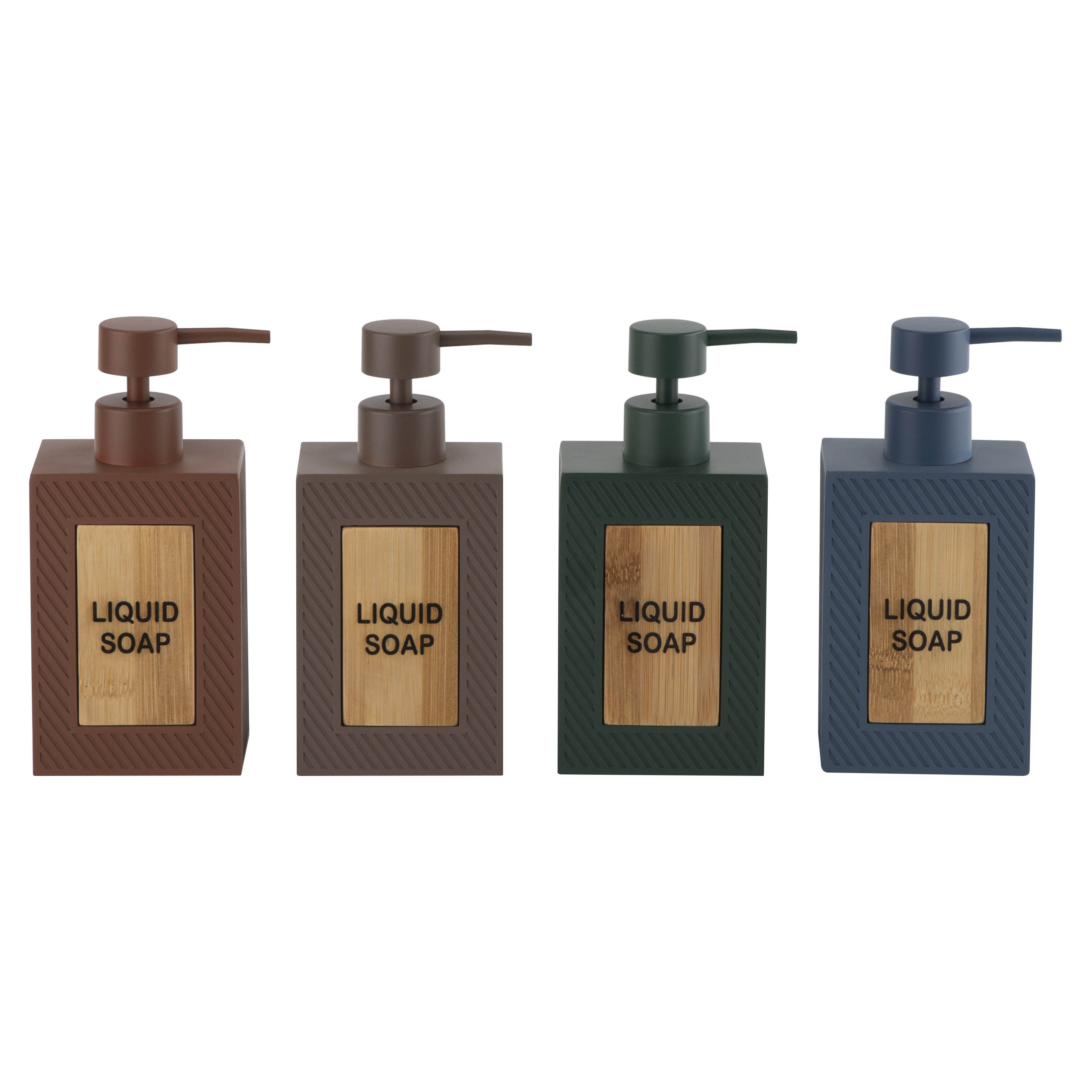 Square Polyresin Bathroom Accessories Set With Laser Bamboo Letter