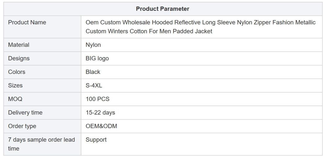 OEM Custom Wholesale Reflective Nylon Men&prime;s Metallic Custom Winters Bubble Coat Logo for Shiny Men Padded Down Puffer Jacket