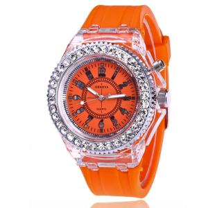 China Quartz Men Silicone Sport Watch 8.2mm Thickness Transparent Plastic Case 3ATM wholesale