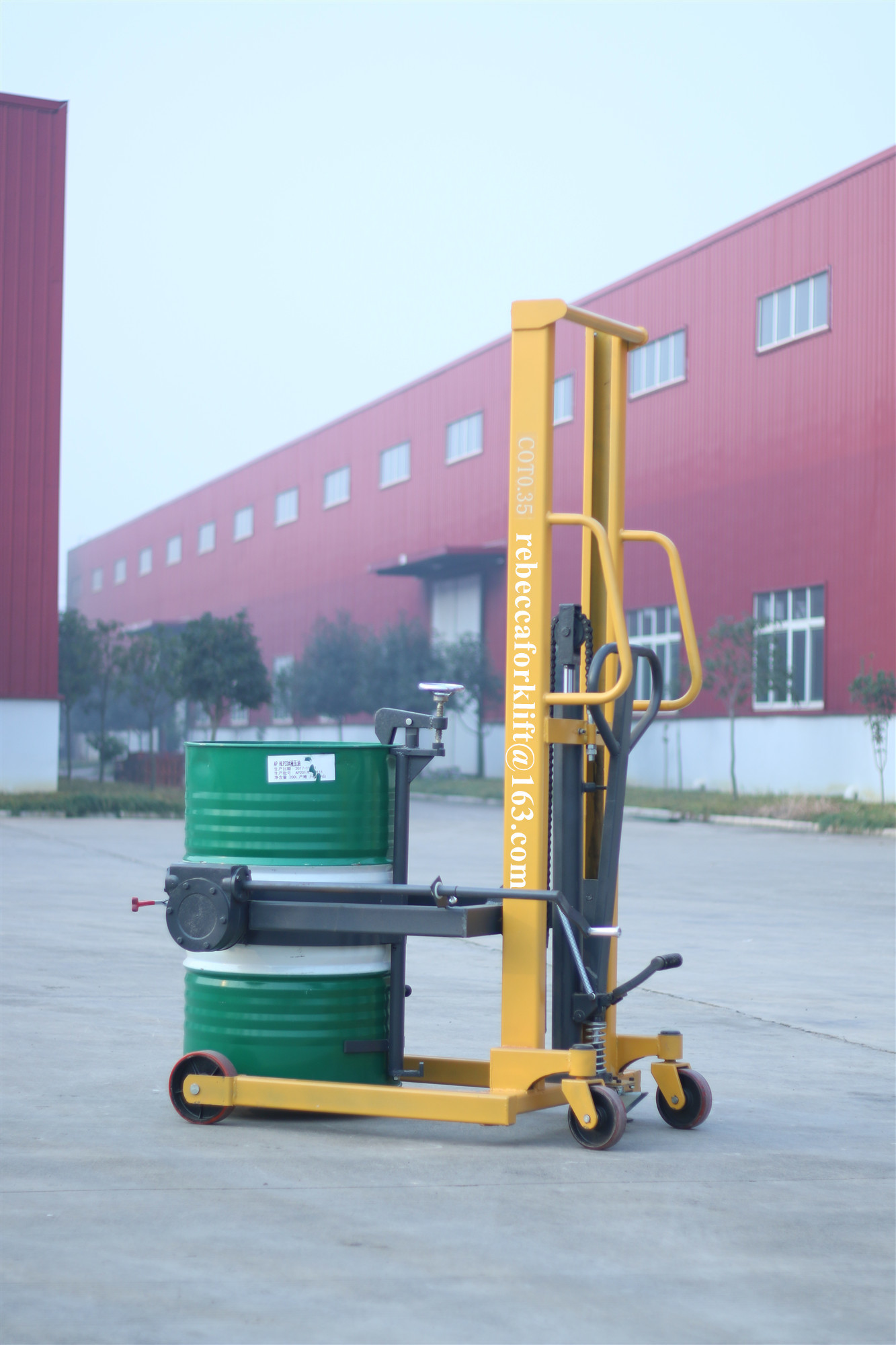 Customized Color Hydraulic Hand Drum Trolley Compact Structure High Efficiency