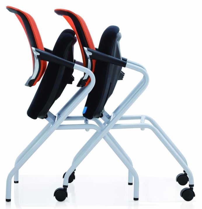 Foldable And Stackable Meeting Room Backrest Mesh Office Chair With Nylon Five Star Base
