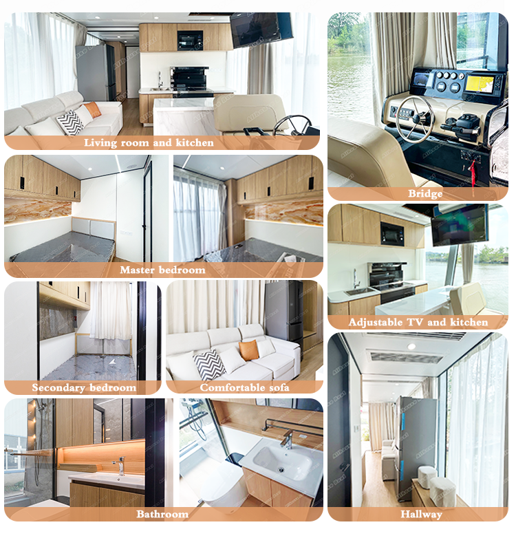 Water Sunbathing Aluminum Boat House 16 People With Kitchen Bathroom Bedroom