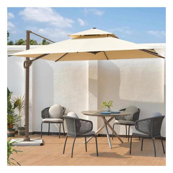 Double Top Patio Umbrella Garden Parasol Waterproof Canopy AJUNION W300xD300xH26