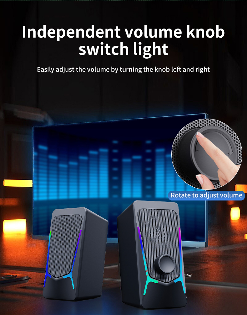 CO707 Gaming RGB Desktop Speakers 2.0 Channel USB Powered Stereo for Computer Desktop