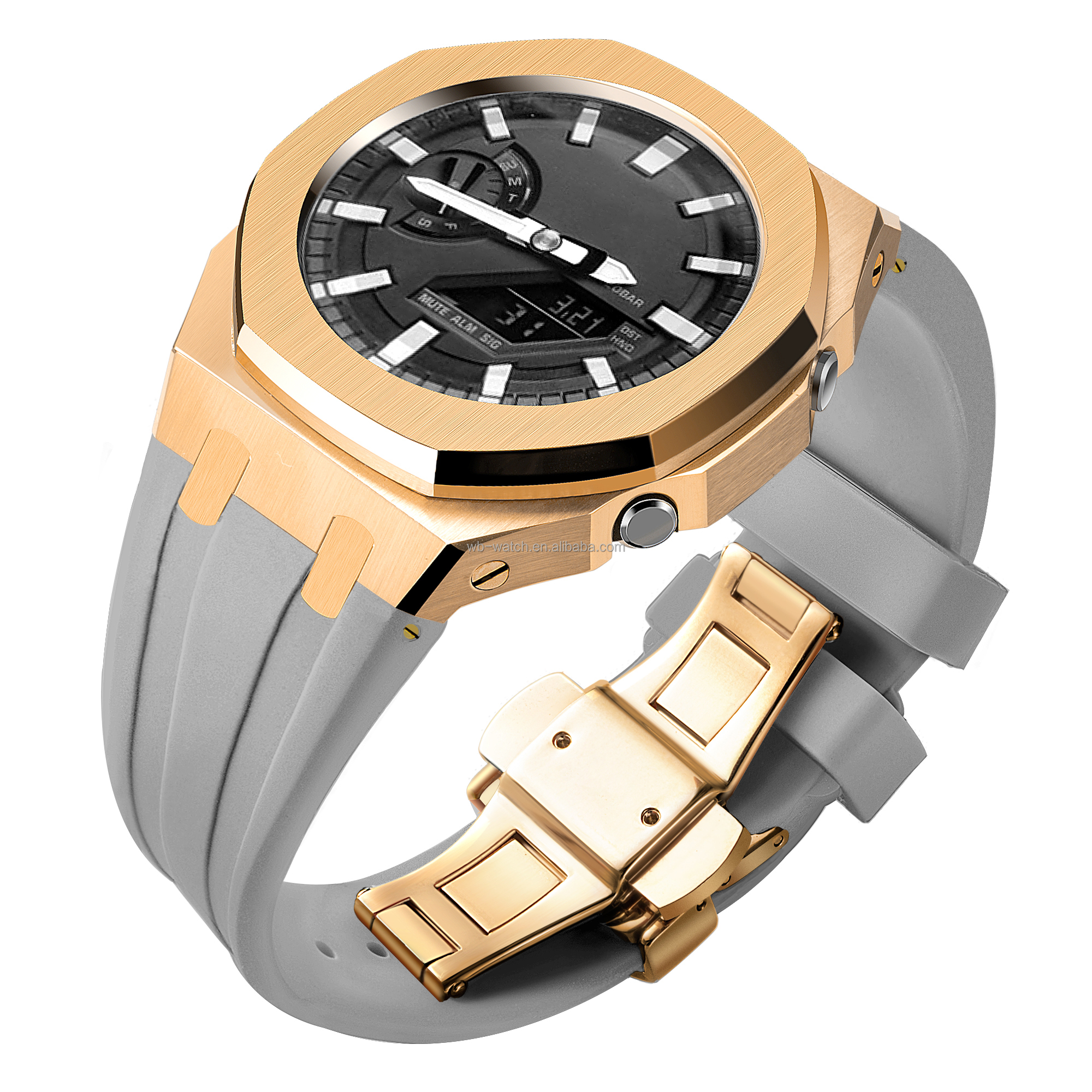 GA2100 Casio G Shock Watch Case Modified With Silicon Band Strap In 316 Stainless Steel