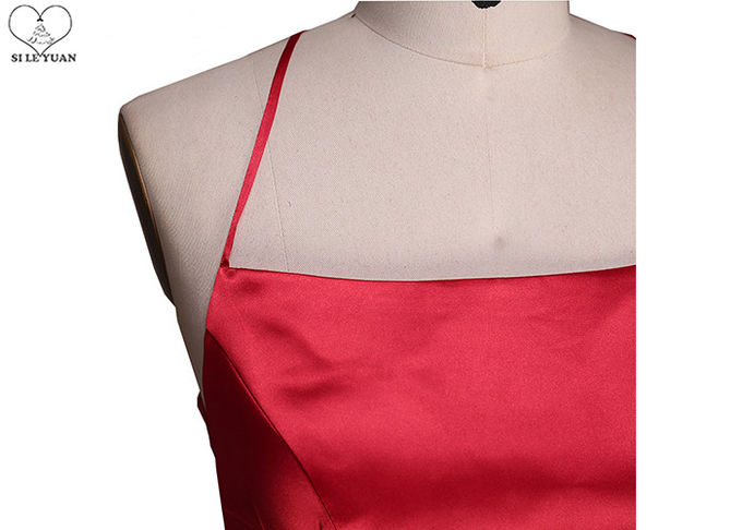 Yellow Long Tail Gown Stretch Satin Fabric Sleeveless Backless Bandage For Party
