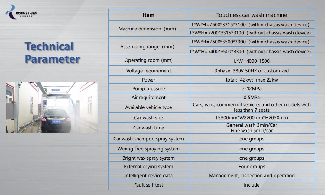 Risense HP-231 Touchless Car Wash Machine L*W*H 7600*3315*3100 for Quick Installation