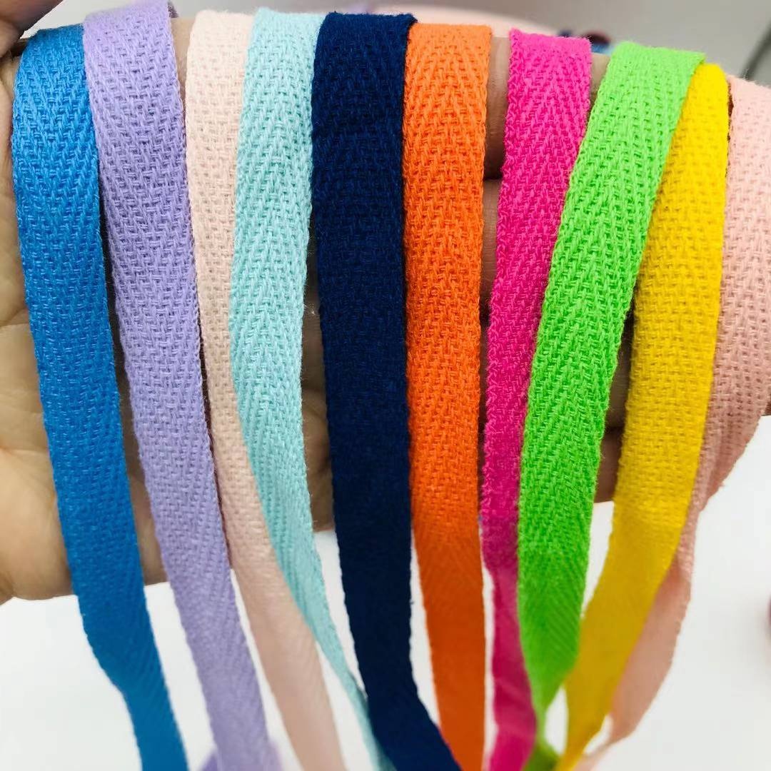 Custom Natural Recycled Cotton Plain Woven Sewing Fold Over Herringbone Twill Webbing Tape