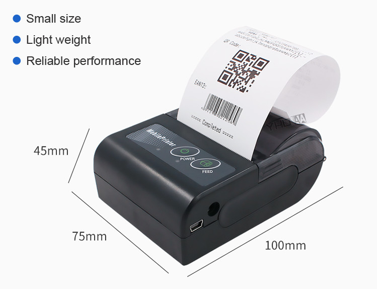 Bluetooth 58mm Thermal Receipt Printer Portable Mini Ticket Printer lithium battery