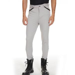 China Gray XL Men Equestrian Leggings Polyester Knee Silicone Horse Riding Breeches Pocket wholesale