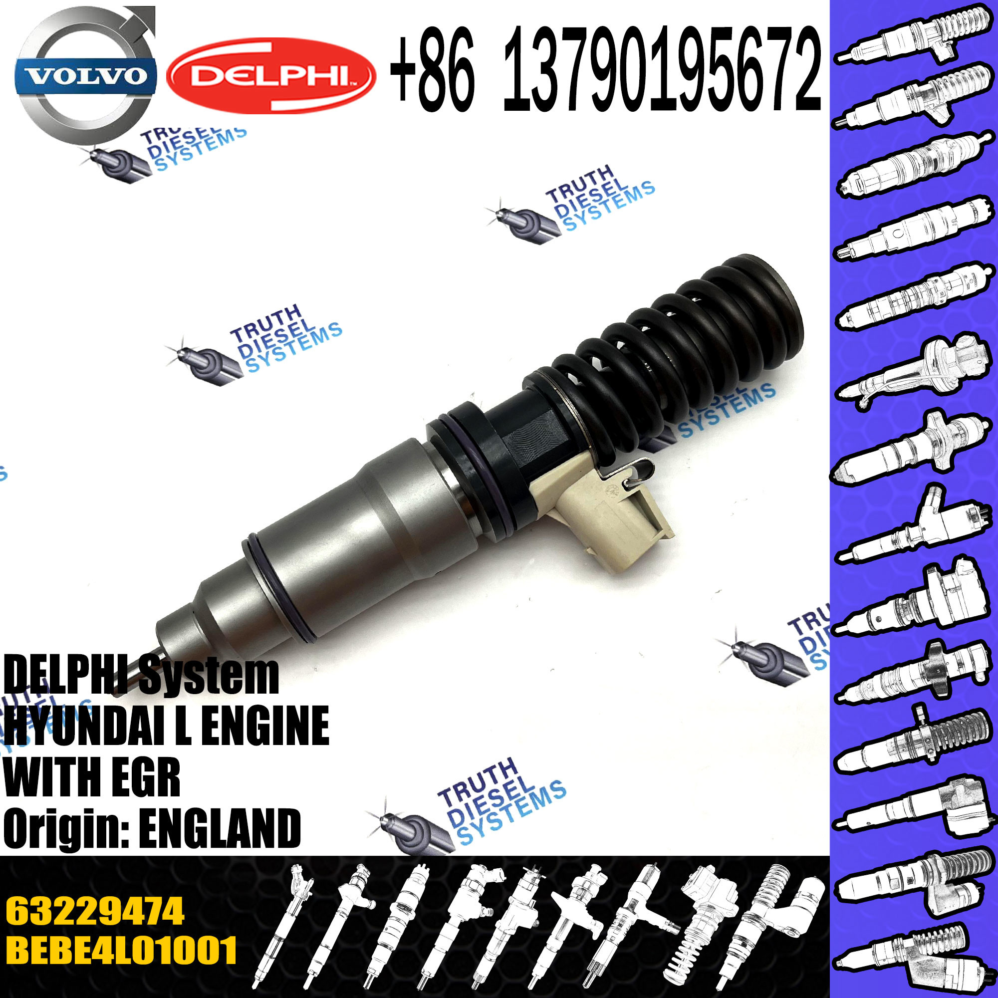 Origional Standard DELPHI Fuel Injector Diesel Engine 63229476 63229475