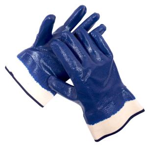 China Durable Versatile Chemical Resistant Gloves Blue Nitrile Coated Gloves wholesale