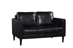 China Simple Style 2 Seater Black Leather Sofa , Full Grain Leather Sofa For Apartment Living Room wholesale