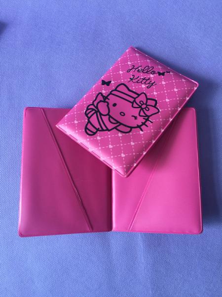 Cute Pink PVC Plastic ID Card Holder , Hello Kitty PVC Plastic Card Bag / Passport Bag