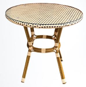 China Round Outdoor coffee side table glass top Outdoor Dining Tables wicker rattan Outdoor Bistro Tables---7003 wholesale
