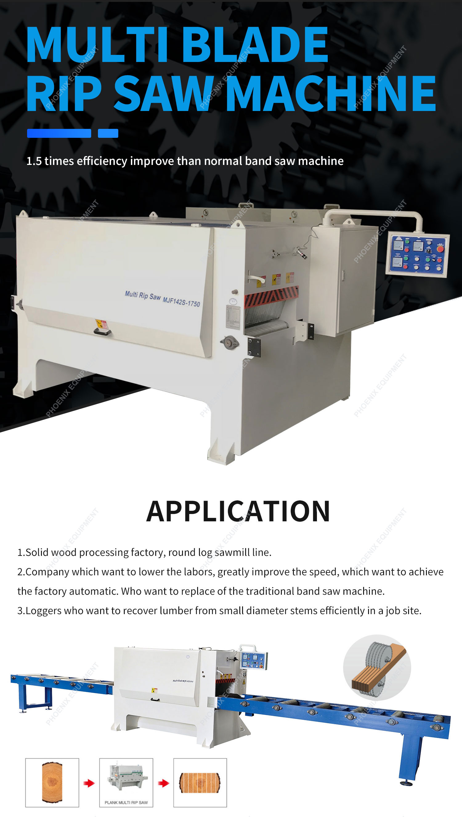 MJF142-2250 Horizontal Multi Blade Rip Saw for Woodwork Design ≤500mm Processing Width