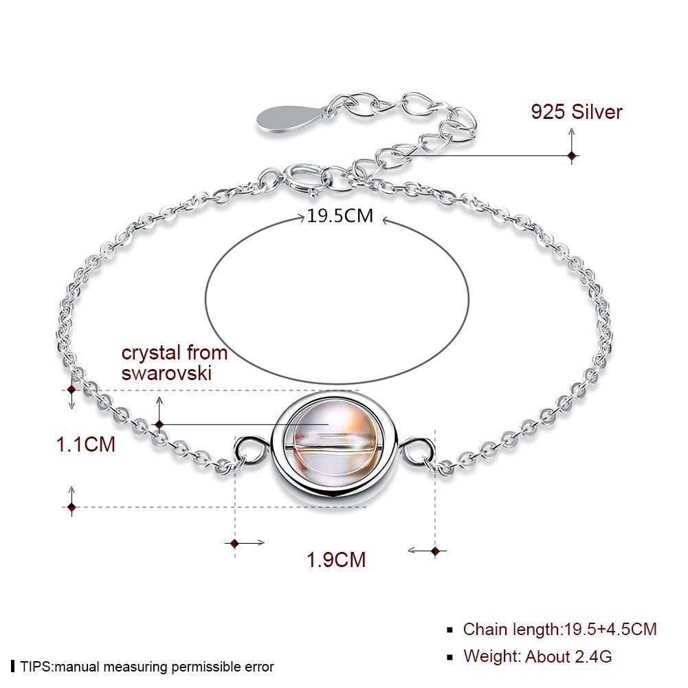0.64ft 2.4g Sterling Silver Slider Bracelets S925 Adjustable Round Bead Bracelet