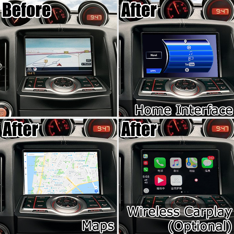 Nissan 370z Z34 Carplay Android auto carplay interface Box 8+128 Android 13 OEM upgrade