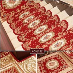China Red Traditional PVC Carpet Flooring , Oval Shape Stair Tread Rugs wholesale
