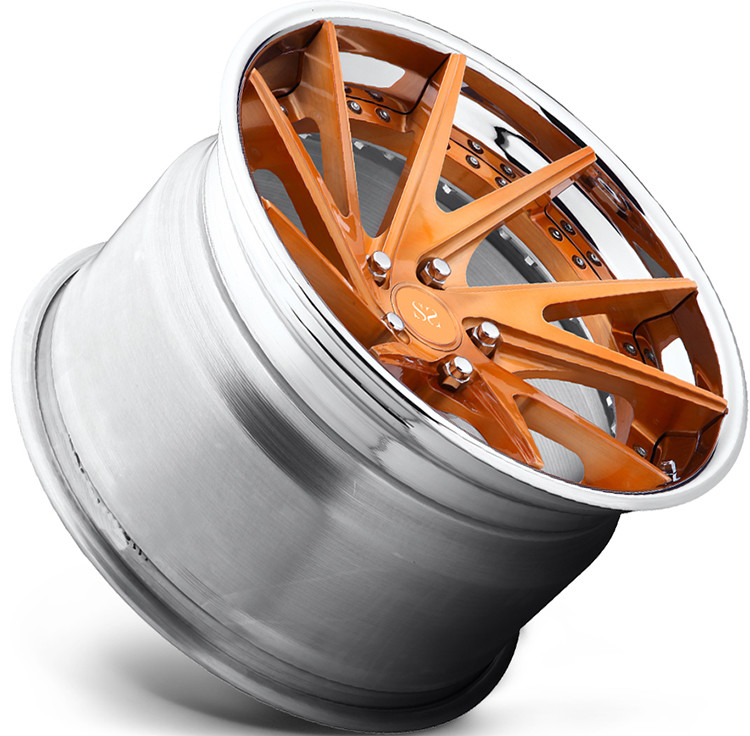 High Polish Lips 2 Piece Forged Wheels For Audi RS6 20inch Brush Gold Custom Rims