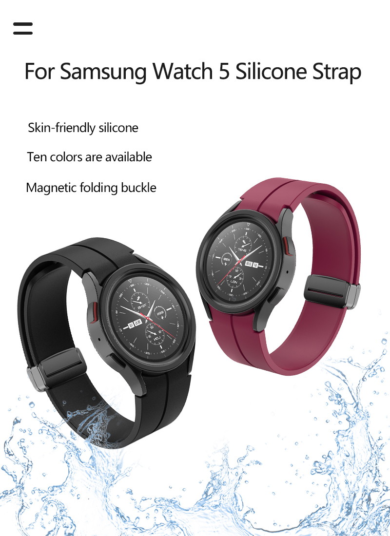 13 Color Options Silicone Watch Strap for Samsung Galaxy Watch 5 Pro 45mm Sport Design